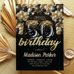 Convites Luxo 50º Aniversário Glitter Dourado Balão Negro<br><div class="desc">Luxo Aniversário Dourado Balão Negro design de Lápis. Os produtos correspondentes podem ser encontrados na coleção de Aniversário do Adulto Dourado Balão Negro de Luxo.</div>
