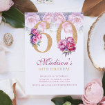 Convites Luxo 60º Aniversário Glitter Dourado Rosa Floral R<br><div class="desc">60.º Aniversário,  Dourado Convite à Literatura Floral Rosa. É fácil personalizar. Os produtos correspondentes podem ser encontrados na Coleção de Aniversários para Adultos de Luxo.</div>