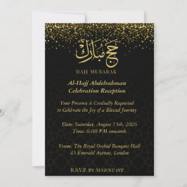 Convites Luxo Árabe Dourado Caligrafia Hajj Mubarak