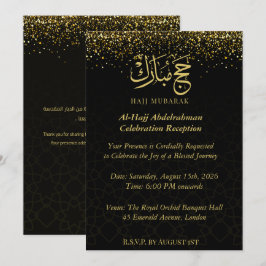 Convites Luxo Árabe Dourado Caligrafia Hajj Mubarak