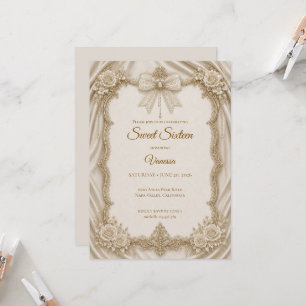Convites Luxo Arco Dourado Marfim Sweet 16