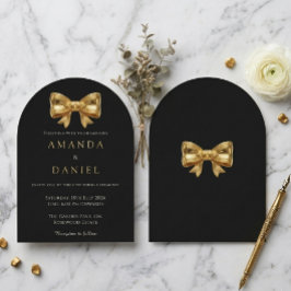 Convites Luxo Arco Preto e Dourado Casamento de Dinheiro An