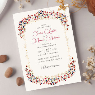 Convites Luxo Arte Botânico Floral Paisley Foto Casamento