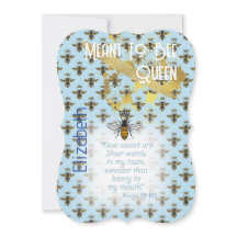 Luxo Azul Pastel Abelha Grid Rainha Dourado