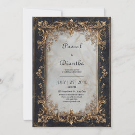 Convites Luxo Barra de Ouro Mármore Branco Casamento