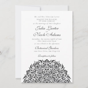 Convites Luxo Caprichoso Marfim Estilo Floral Borda Casamen