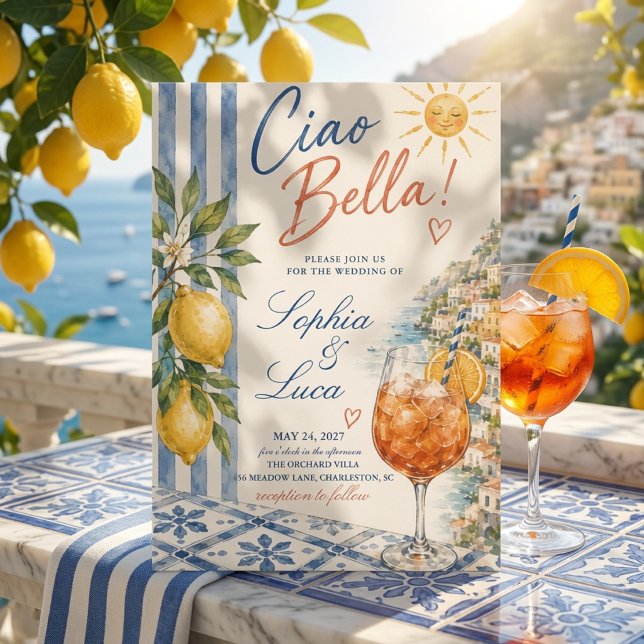 Convites Luxo Ciao Bella Casamento de Limão Italiano (Criador carregado)