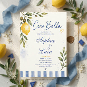Convites Luxo Ciao Bella Italiano Limão Costa Amalfi Azul