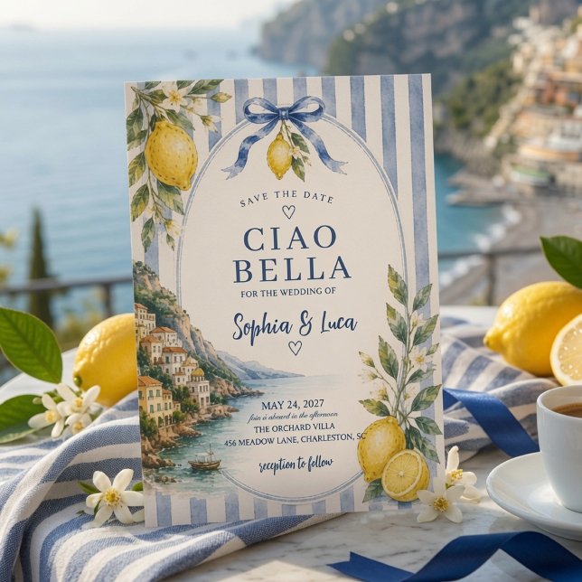 Convites Luxo Ciao Bella Limão Italiano Salve a Data  (Criador carregado)