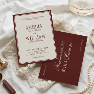 Convites Luxo Clássico Antiga Fortuna Casamento Borgonha