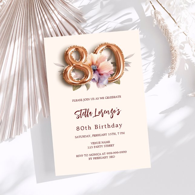 Convites Lúxo de 80 floral de pêssego de ouro bege (Criador carregado)