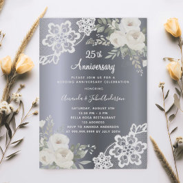 Convites Luxo de aniversário de casamento de 25 florais pra