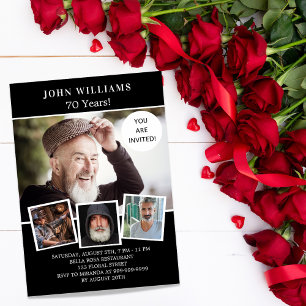 Convites luxo de colagem de fotos em branco preto-festa de