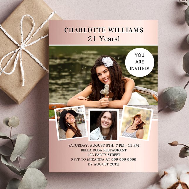 Convites luxo de colagem de fotos festa de aniversário de o (Criador carregado)
