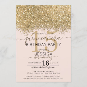 Convites Luxo Dourado Link Glitter Confetti Quinceañera