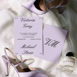 Convites Luxo Editorial Lilás Chic Minimalista Casamento