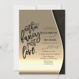 Convites Luxo Elegante Damasco Preto Dourado Casamento
