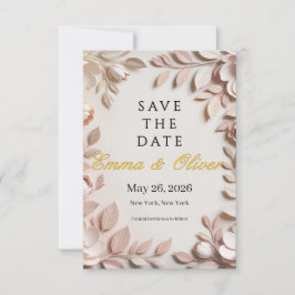 Convites Luxo Elegante Floral Casamento Salve a Data