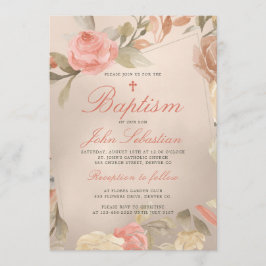 Convites Luxo Falso Folha de Ouro Pêssego Creme Floral Bati