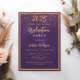 Convites luxo festa de formatura de ouro roxo