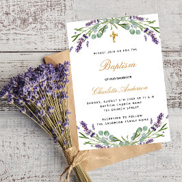 Convites Lúxo floral de eucalipto floral de lavanda batismo