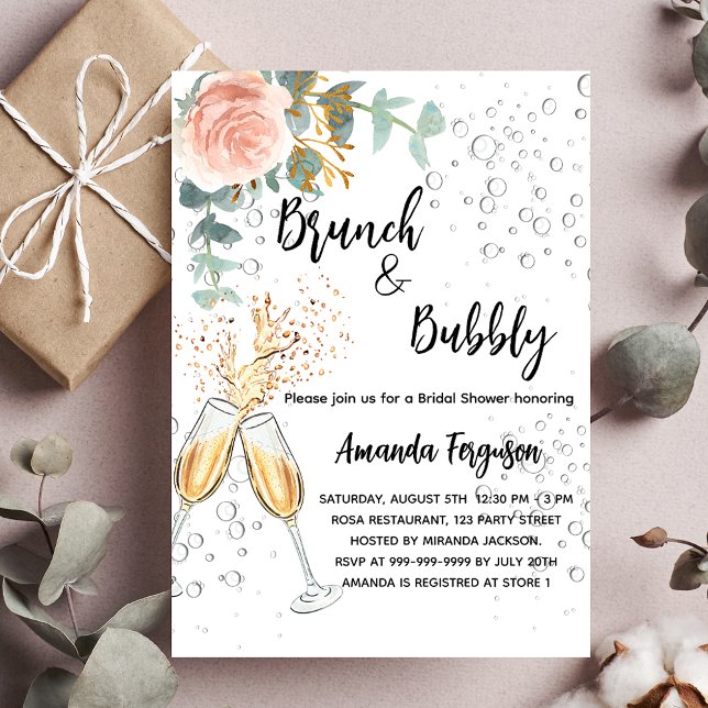 Convites luxo floral de rosa de Chá de panela Brunch (Criador carregado)