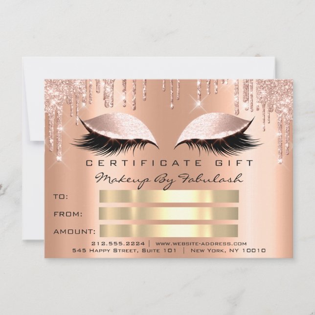 Convites Luxo Lashes Cobre Drives Maquiagem Certificado Pre (Frente)