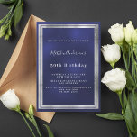 Convites luxo marinho azul de prata<br><div class="desc">Um cartão de convite de aniversário moderno,  moderno 50º (ou qualquer idade) para homens,  caras,  homens. Um fundo azul marinho. A cor azul é irregular. Com um falso quadro prateado. Personalize e adicione seu nome e detalhes da festa. Fundo: fundo azul</div>