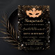 Convites luxo mascarada negro de festa de aniversário (Criador carregado)