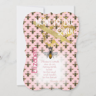 Convites Luxo Matrix Rainha Abelha Rosa Pastel Dourado