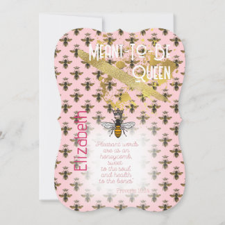 Convites Luxo Matrix Rainha Abelha Rosa Pastel Ouro
