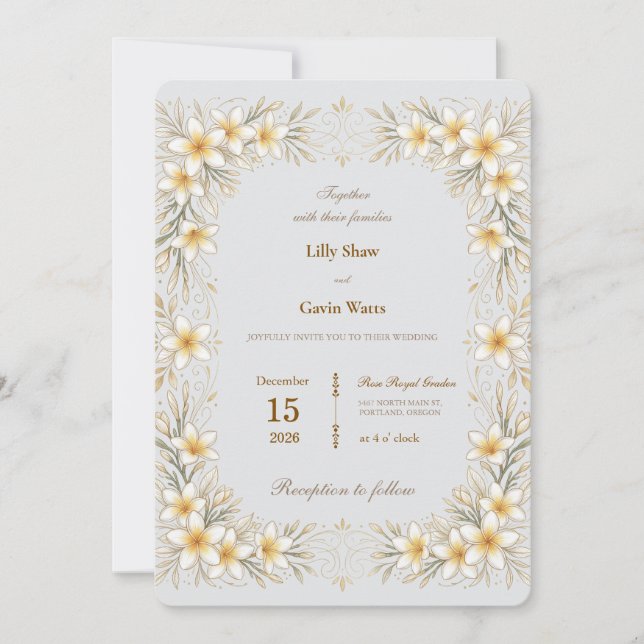 Convites Luxo Mínimo Floral Casamento (Frente)