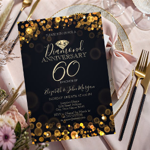 Convites Luxo Pontos Bokeh Diamante Casamento Aniversário