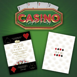 Convites Luxo Preto Branco Cassino Vegas Poker Casamento 