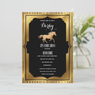 Convites Luxo Preto e Dourado Art Déco Casamento no Derby d