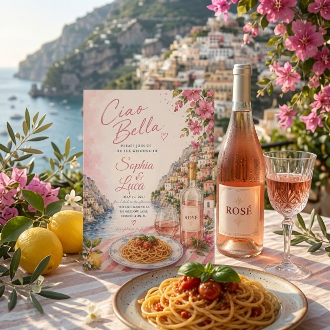 Convites Luxo Rosa Ciao Bella Positano (Criador carregado)