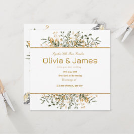 Convites Luxo Verde Dourado para um dia especial