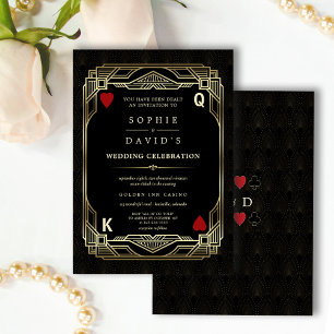Convites Luxuoso Casamento de Pôquer no Casino Gatsby Las V
