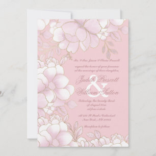 Convites Luxuoso casamento floral elegante dourado rosa pas