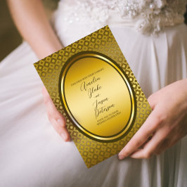 Convites Luxuoso Casamento Oval Moldura Dourada