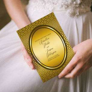 Convites Luxuoso Casamento Oval Moldura Dourada