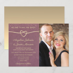 Convites Luxuoso Elegante Roxo Dourado Confete Casamento Fo