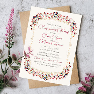 Convites Luxuoso Jardim Floral Paisley Festa de Engajamento