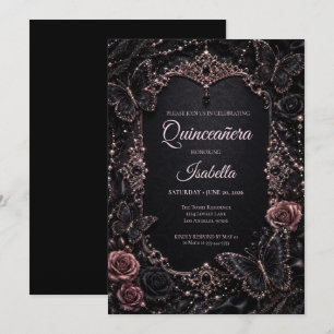 Convites Luxuoso Quinceañera Borboletas Rosa