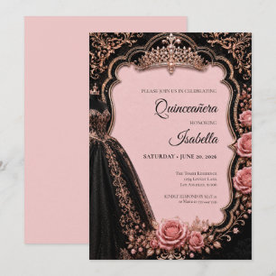 Convites Luxuoso Quinceañera Rosa