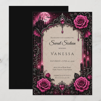 Convites Luxuoso Rhinestones Rosa Brilho Sweet 16