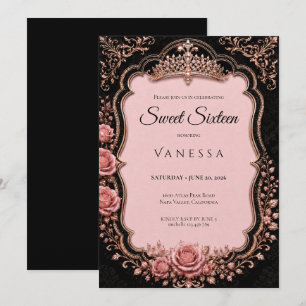 Convites Luxuoso Rhinestones Rosa Brilho Sweet 16