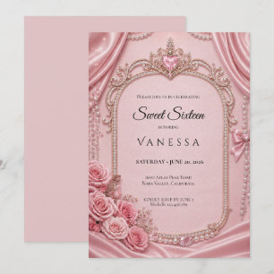 Convites Luxuoso Rhinestones Rosa Brilho Sweet 16