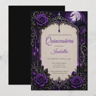 Convites Luxuoso Rhinestones Roxos Princesa Quinceañera