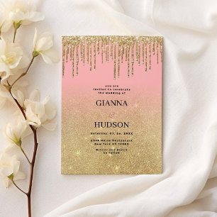 Convites Luxúria dourada brilha cor-de-rosa pingue-pongue c